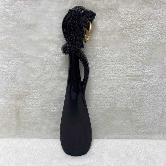 Japan Other - VTG Black Bakelite Lion's Head Shoe Horn Brass Ring Decorative Handle Japan